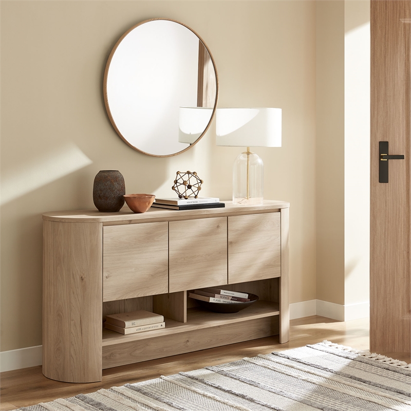 Duval 62 Inch Oval Sideboard in Light Oak