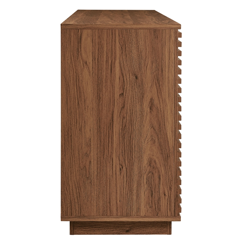 Render 4-Door Fluted Sideboard Cabinet TV Stand in Walnut