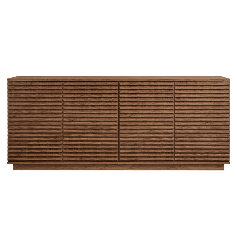 Render 4-Door Fluted Sideboard Cabinet TV Stand in Walnut