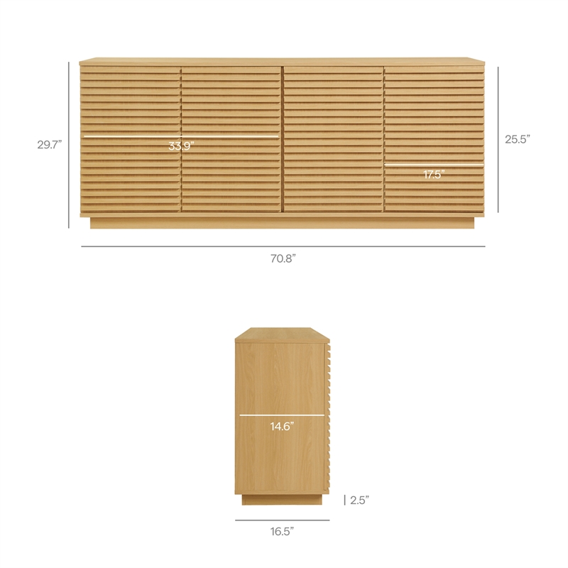 Render 4-Door Fluted Sideboard Cabinet TV Stand in Oak
