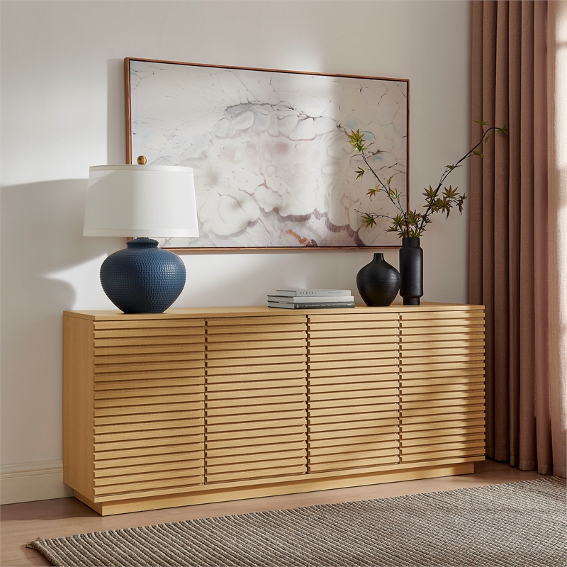 Render 4-Door Fluted Sideboard Cabinet TV Stand in Oak