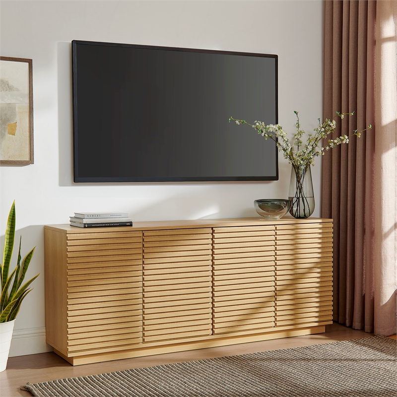 Render 4-Door Fluted Sideboard Cabinet TV Stand in Oak