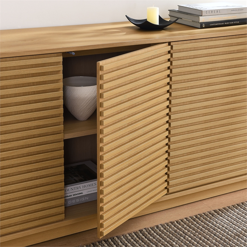 Render 4-Door Fluted Sideboard Cabinet TV Stand in Oak