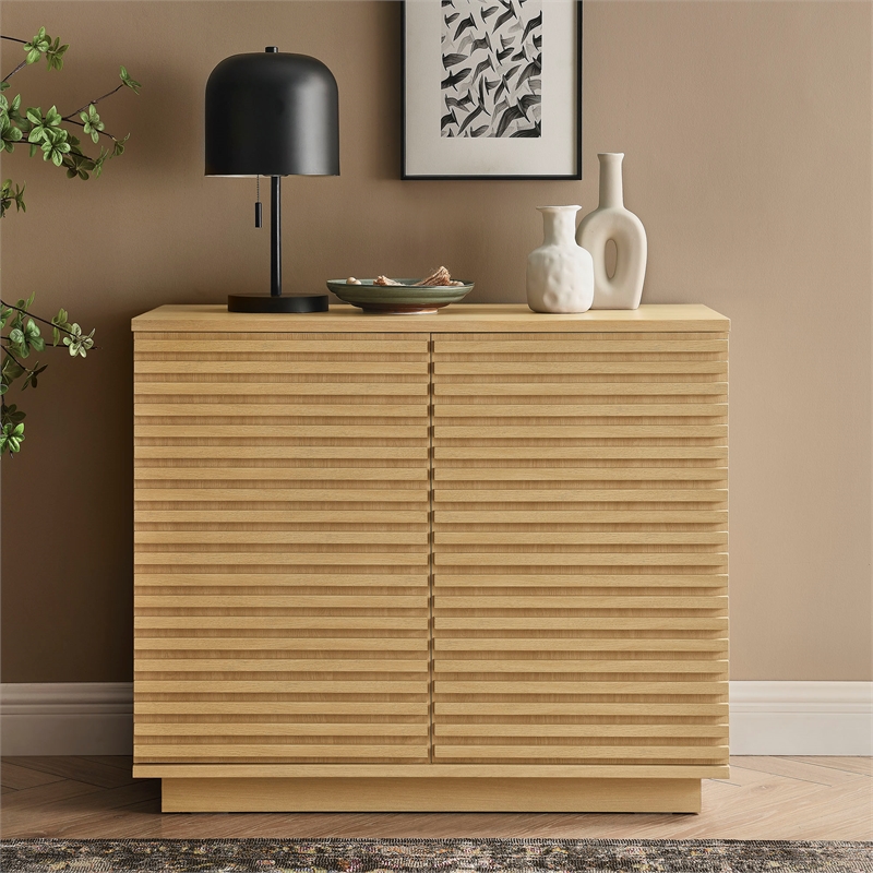 Render 2-Door Fluted Accent Cabinet in Oak