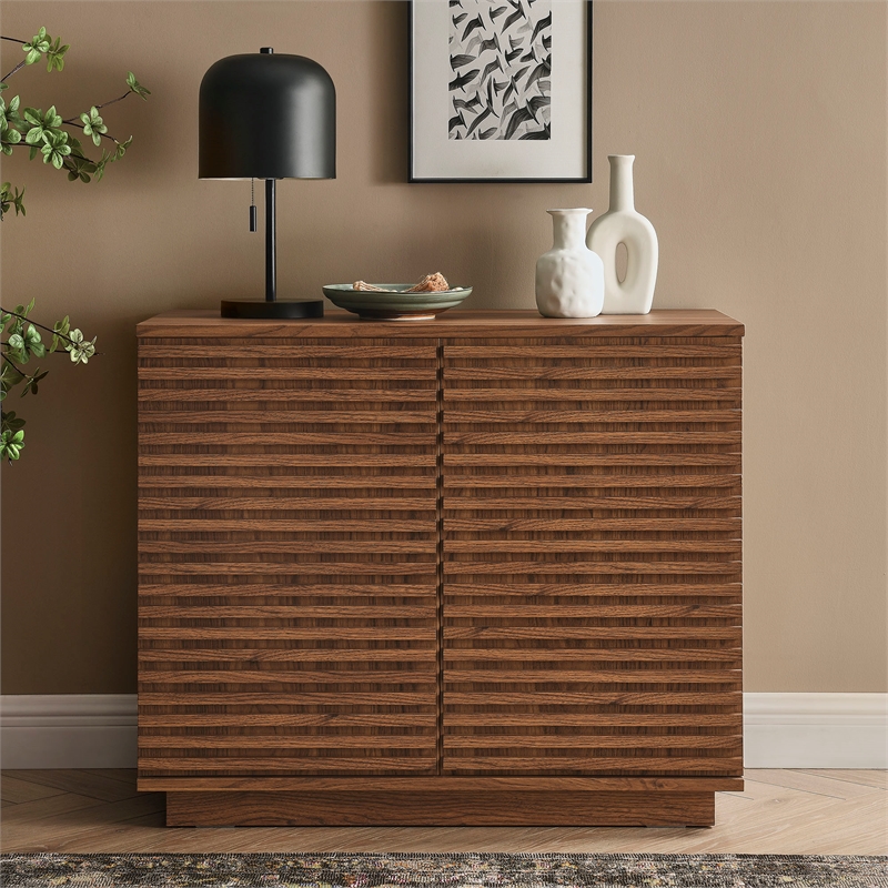 Render 2-Door Fluted Accent Cabinet in Walnut