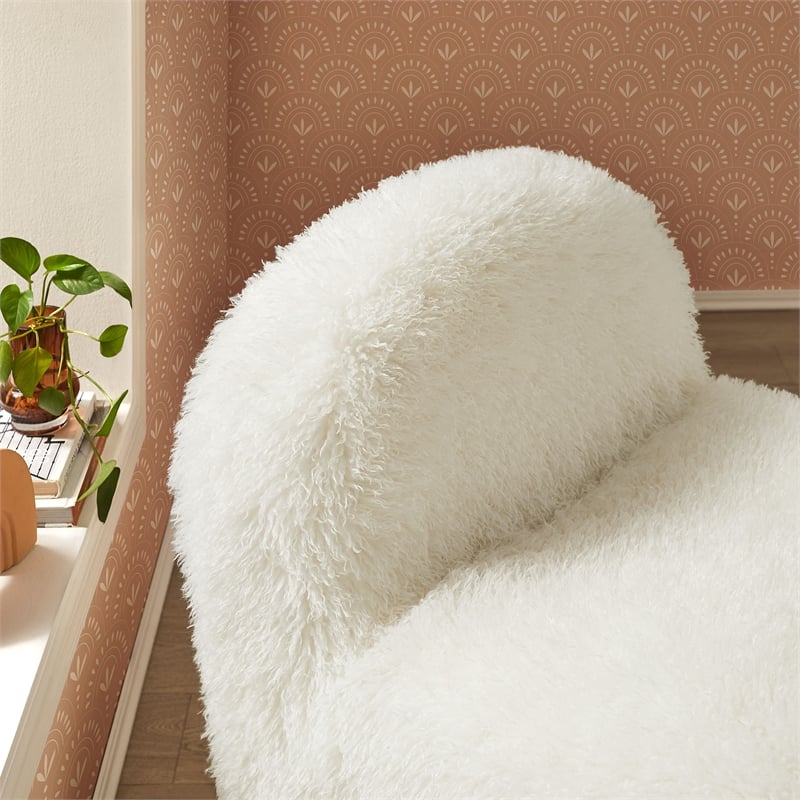 Mina Faux Fur Accent Chair in White