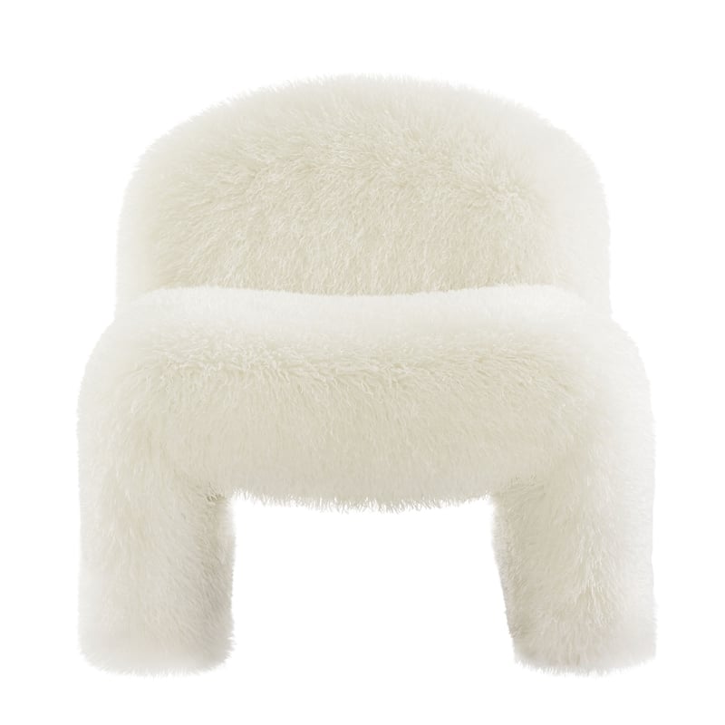 Mina Faux Fur Accent Chair in White
