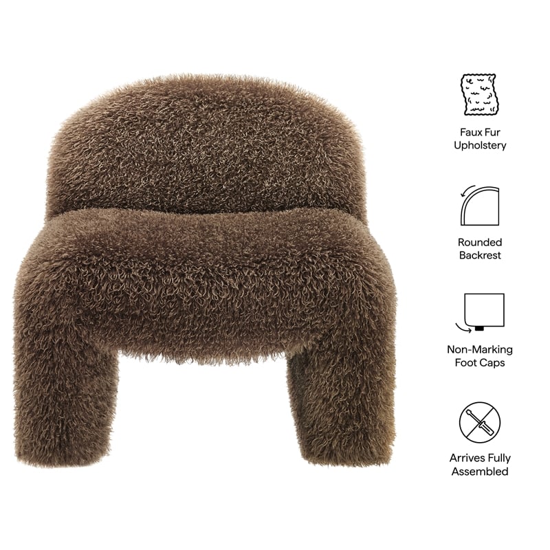 Mina Faux Fur Accent Chair in Brown