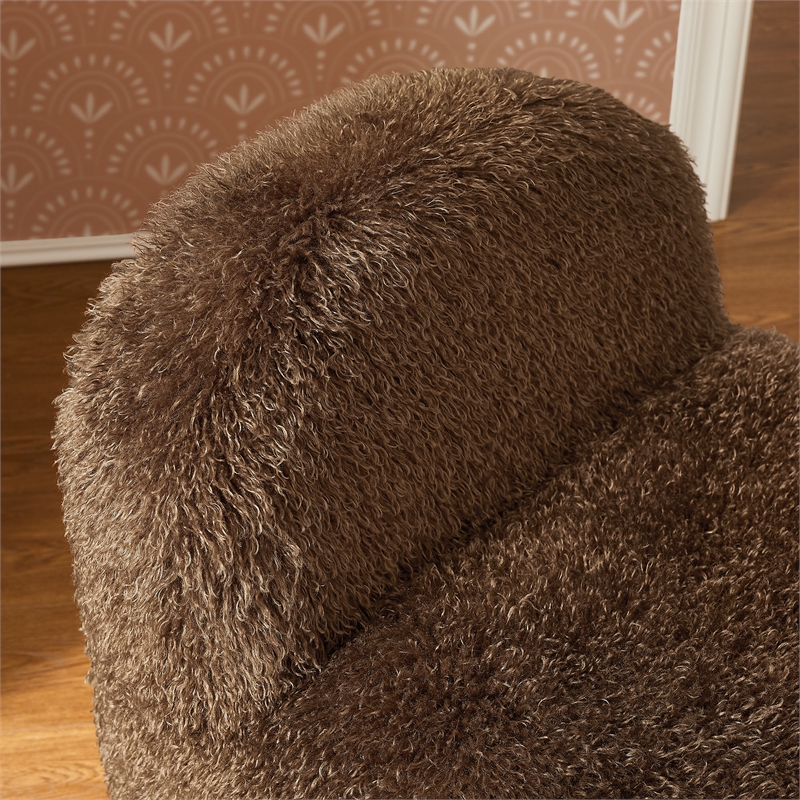 Mina Faux Fur Accent Chair in Brown