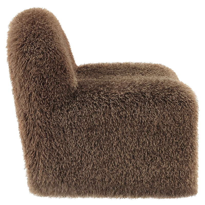 Mina Faux Fur Accent Chair in Brown