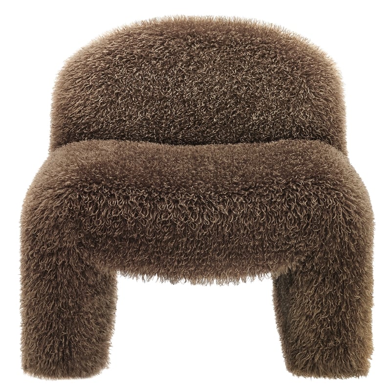 Mina Faux Fur Accent Chair in Brown