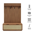 Modway Soma Fluted 3-in-1 Hall Tree With Storage Bench and Coat Rack in Walnut