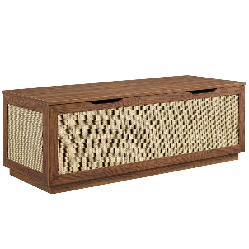Modway Soma Fluted 3-in-1 Hall Tree With Storage Bench and Coat Rack in Walnut