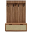 Modway Soma Fluted 3-in-1 Hall Tree With Storage Bench and Coat Rack in Walnut