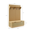 Modway Soma Fluted 3-in-1 Hall Tree with Storage Bench & Coat Rack in Light Oak