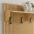 Modway Soma Fluted 3-in-1 Hall Tree with Storage Bench & Coat Rack in Light Oak