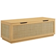 Modway Soma Fluted 3-in-1 Hall Tree with Storage Bench & Coat Rack in Light Oak