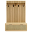 Modway Soma Fluted 3-in-1 Hall Tree with Storage Bench & Coat Rack in Light Oak