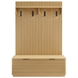 Render Fluted 3-in-1 Hall Tree With Storage Bench and Coat Rack in Oak