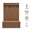 Render Fluted 3-in-1 Hall Tree With Storage Bench and Coat Rack in Walnut