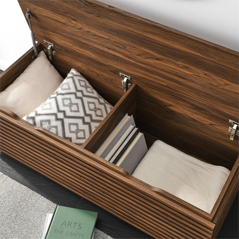 Render Fluted 3-in-1 Hall Tree With Storage Bench and Coat Rack in Walnut