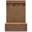 Render Fluted 3-in-1 Hall Tree With Storage Bench and Coat Rack in Walnut
