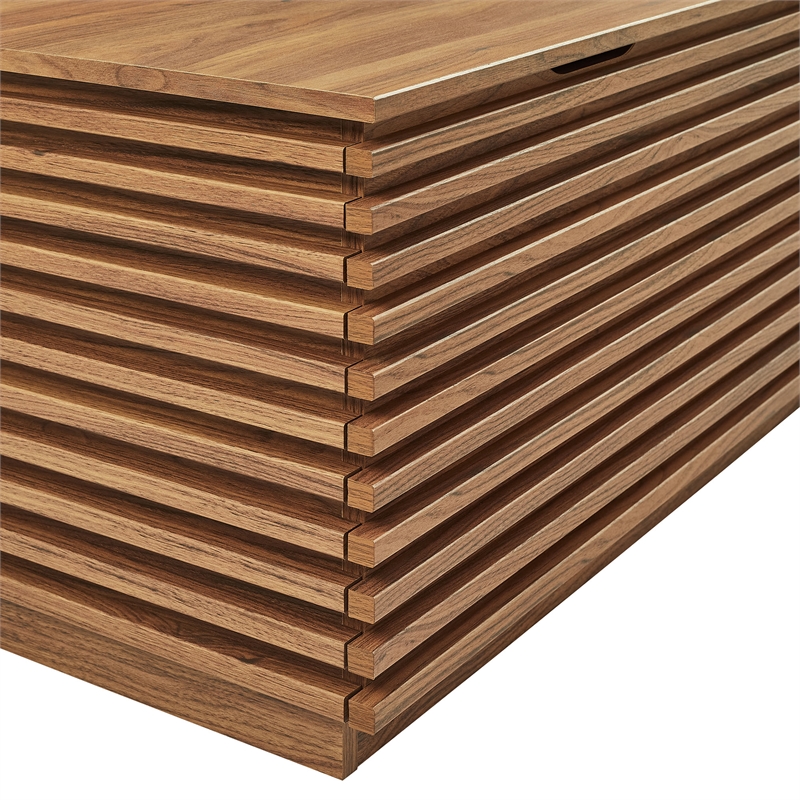 Render Fluted 3-in-1 Hall Tree With Storage Bench and Coat Rack in Walnut