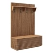 Render Fluted 3-in-1 Hall Tree With Storage Bench and Coat Rack in Walnut