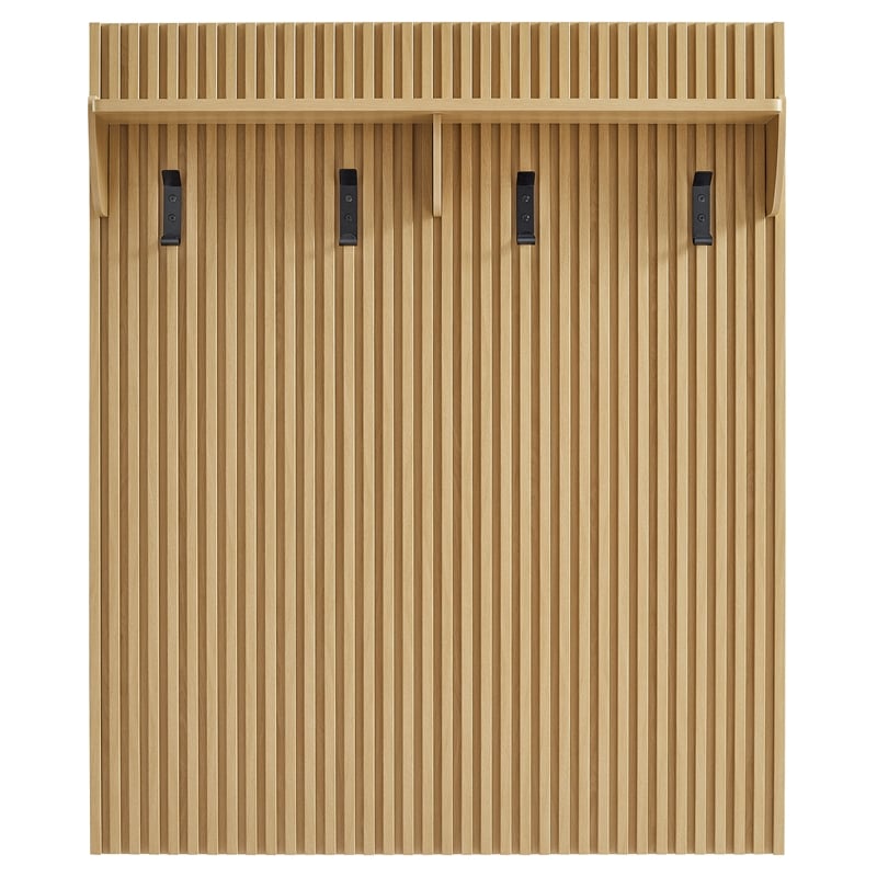 Render Fluted Coat Rack Panel With Shelf in Light Oak