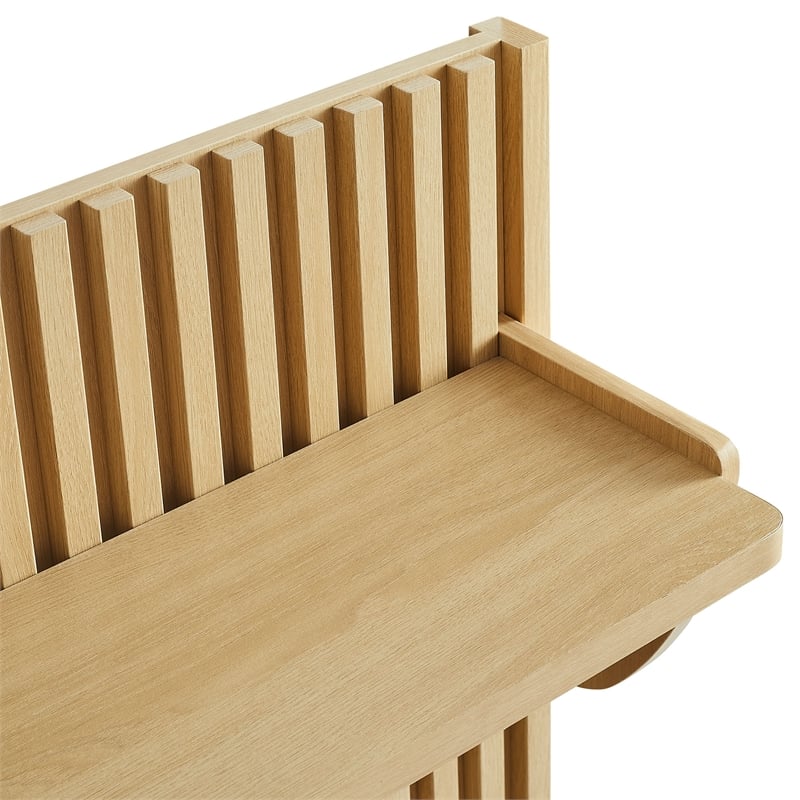 Render Fluted Coat Rack Panel With Shelf in Light Oak