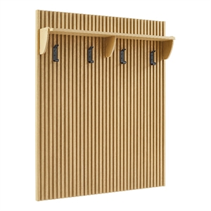 Render Fluted Coat Rack Panel With Shelf in Light Oak