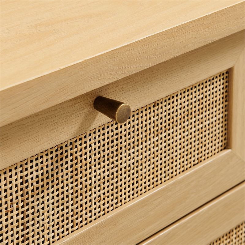 Soma 62 Inch Rattan Console Table in Oak