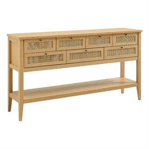 Soma 62 Inch Rattan Console Table in Oak