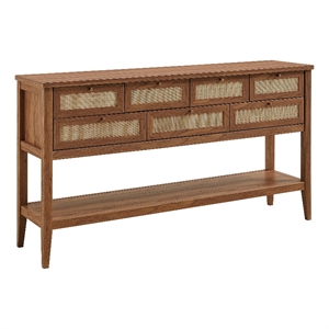 Soma 62 Inch Rattan Console Table in Walnut