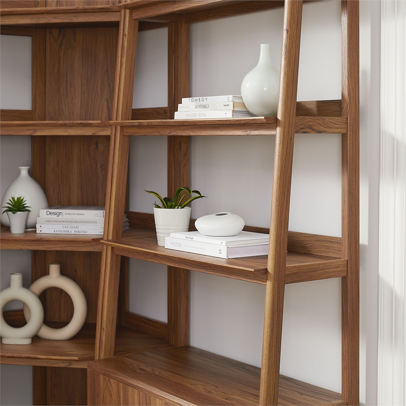 Modway Bixby 3 Piece Corner Bookshelf Set With Wide and Narrow Bookshelves