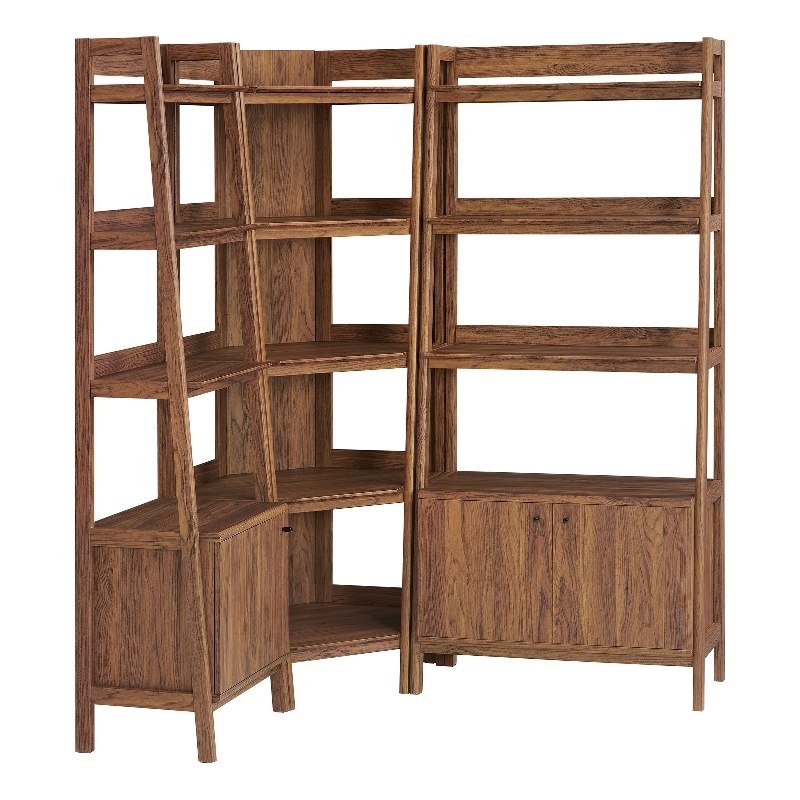 Modway Bixby 3 Piece Corner Bookshelf Set With Wide and Narrow Bookshelves
