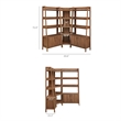 Bixby 3-Piece Corner Bookshelf Set with Wide Bookshelves in Walnut