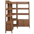 Bixby 3-Piece Corner Bookshelf Set with Wide Bookshelves in Walnut