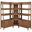 Bixby 3-Piece Corner Bookshelf Set with Wide Bookshelves in Walnut