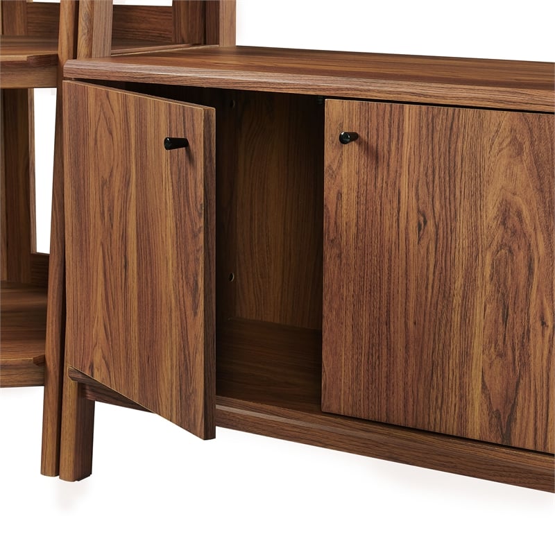 Bixby 3-Piece Corner Bookshelf Set with Wide Bookshelves in Walnut