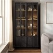 Modway Anwen Solid Wood and Glass Display Cabinet in Black Oak