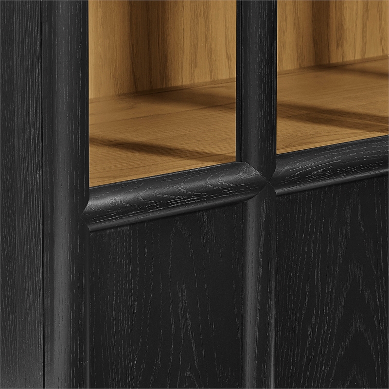 Modway Anwen Solid Wood and Glass Display Cabinet in Black Oak