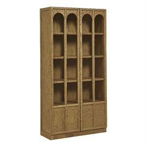 Modway Anwen Solid Wood and Glass Display Cabinet in Oak