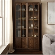 Modway Anwen Solid Wood and Glass Display Cabinet in Walnut