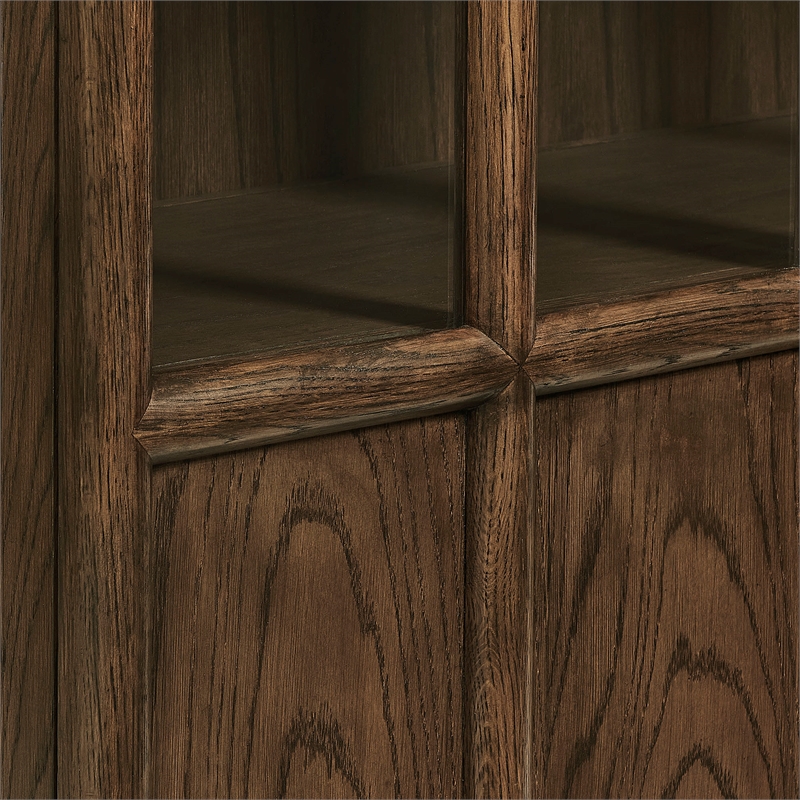 Modway Anwen Solid Wood and Glass Display Cabinet in Walnut
