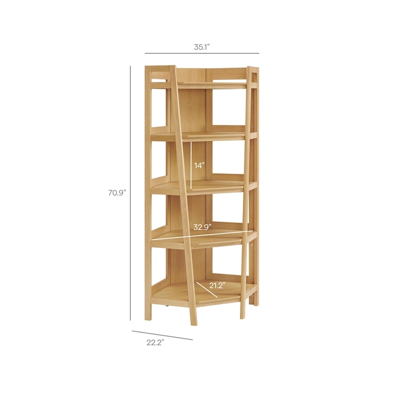 Bixby 71 Inch Corner Bookshelf in Oak