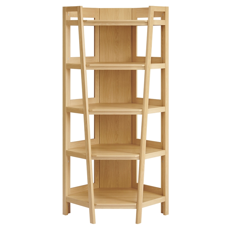 Bixby 71 Inch Corner Bookshelf in Oak