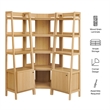 Bixby 3-piece Corner Bookshelf Set with Narrow Bookshelves in Oak