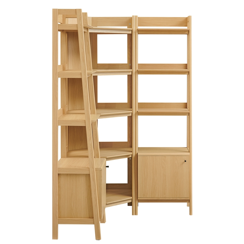 Bixby 3-piece Corner Bookshelf Set with Narrow Bookshelves in Oak