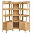 Bixby 3-piece Corner Bookshelf Set with Narrow Bookshelves in Oak
